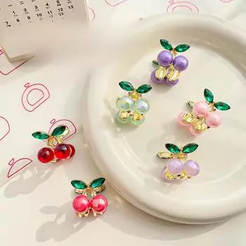 Нежные хрустальные вишневые мини-заколки для волос со стразами, женские заколки-крабы для волос, головные уборы, аксессуары для волос яблочный зеленый