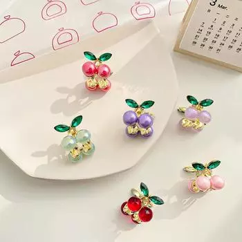 Нежные хрустальные вишневые мини-заколки для волос со стразами, женские заколки-крабы для волос, головные уборы, аксессуары для волос яблочный зеленый