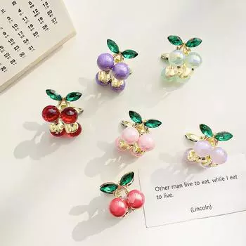 Нежные хрустальные вишневые мини-заколки для волос со стразами, женские заколки-крабы для волос, головные уборы, аксессуары для волос яблочный зеленый