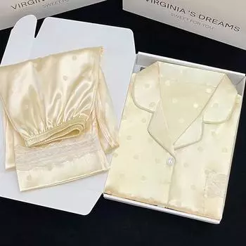 Нежные и милые французские кружевные женские пижамы в горошек, корейские простые жаккардовые пижамы из 2 предметов в стиле Харадзюку, летние ленивые пижамы для отдыха M розовый