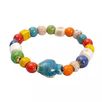 Нежные керамические украшения из бусин Ручной работы Керамический браслет из бусин с мотивами кошек для любителей моды 18