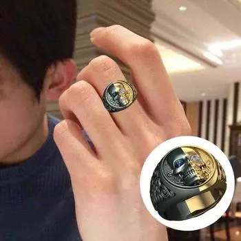 Нежные кольца для вечеринок. Изысканные гальванические страшные кольца с черепом для мужчин и женщин с гравировкой. US 6 чёрный