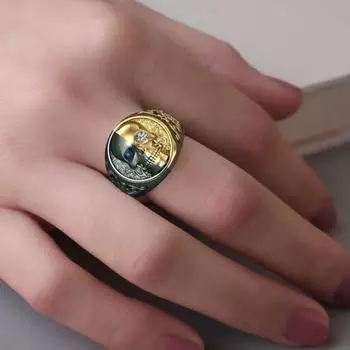 Нежные кольца для вечеринок, изысканные гальванические страшные кольца с черепом для мужчин и женщин с гравировкой для вечеринки на заказ US 6 чёрный