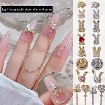 Нежные кроличьи ногти, украшения для ногтей, очаровательные, блестящие, сверкающие, декоративные N