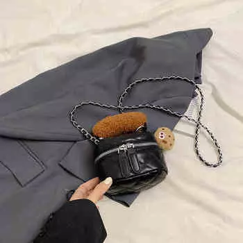 Нежные мини-сумки через плечо с цепочкой, женские модные сумки из искусственной кожи с застежкой-молнией, помада, кошелек для монет, женские осенние ретро-сумки