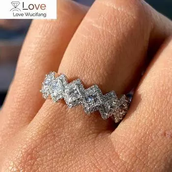 Нежные обручальные кольца для женщин, блестящие кубические циркониевые камни, модные женские помолвочные украшения 6
