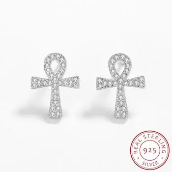 Нежные овальные серьги-гвоздики с крестом и бантом S925 Серебряные серьги для женщин Оригинальные серьги из стерлингового серебра из стерлингового серебра с бабочкой, ювелирные изделия в подарок на помолвку, серьги из стерлингового серебра серебряный