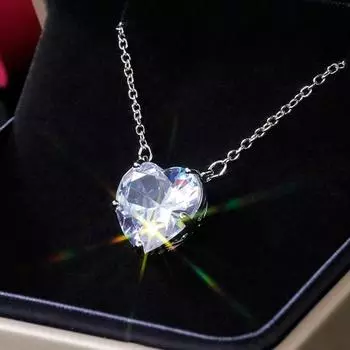 Нежные ожерелья с подвеской в виде сердца для девочек, большие хрустальные украшения, стильный подарок на годовщину, высококачественные аксессуары для помолвки 45cm белый