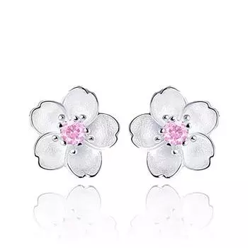 Нежные популярные серьги-гвоздики из серебра 925 пробы с покрытием вишни, инкрустированные розовым цирконием, серьги-гвоздики для женщин, элегантные ювелирные изделия