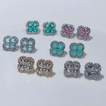 Нежные роскошные серьги с четырьмя лепестками клевера, модные темпераментные серьги для пожилых людей, сотни женских сережек зелёный