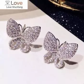 Нежные серьги-бабочки для женщин, ослепительные кубические циркониевые камни, аксессуары, свежие, милые, повседневные украшения для девушек