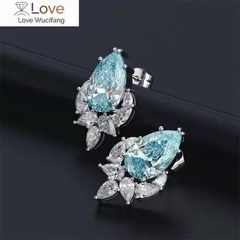Нежные серьги-гвоздики для женщин, блестящие синие кристаллы циркония, аксессуары, модные женские украшения для вечеринок, изысканный подарок
