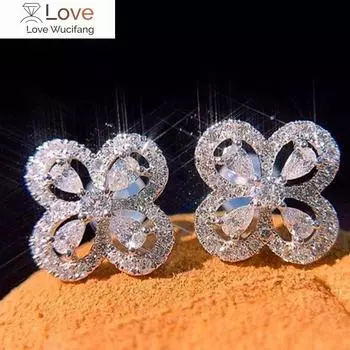Нежные серьги-гвоздики с цветком для женщин, модные украшения для свадьбы, свадебные аксессуары, ослепительные цирконии, элегантные женские