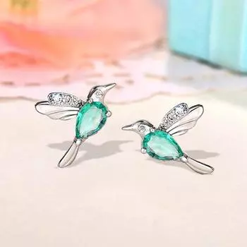 Нежные серьги-гвоздики в виде птиц для женщин, милые повседневные аксессуары, серьги с микроинкрустацией цирконием.