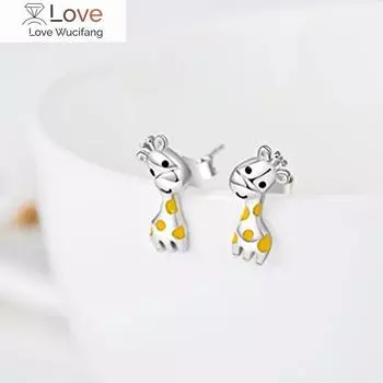 Нежные серьги-гвоздики в виде животных, женские милые аксессуары для девочек, модные дизайнерские украшения в форме жирафа для юной леди, необычный подарок