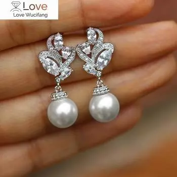 Нежные серьги с имитацией жемчуга для женщин, элегантные женские модные украшения для свадьбы, ослепительные циркониевые аксессуары, подарок