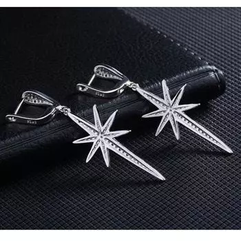 Нежные шестиугольные серьги-звездочки из стерлингового серебра 925 пробы с ослепительным полным цирконием для женщин, подарки на вечеринку, дропшиппинг S-E506