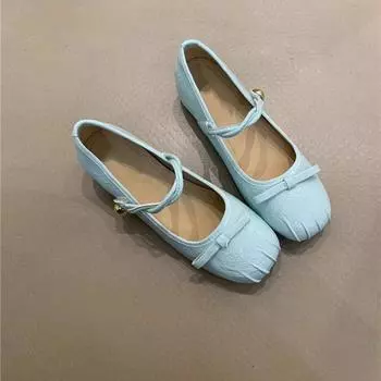 Нежные сказочные туфли Мэри Джейн 2025 года, новые французские туфли сладкого мятно-синего цвета с бантом внутри, увеличивающие рост, вечерние туфли 35 чёрный