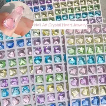 Нежные стразы для ногтей, подвески с плоским дном, стеклянные камни, подвески в форме сердца 4