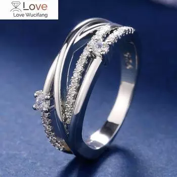 Нежные свадебные обручальные кольца для женщин серебряного цвета с крестообразным дизайном и микро-паве из кубического циркония, модные ювелирные изделия, подарок на день рождения 8