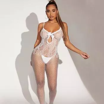 Нежные трусы, ночное белье, одежда для сна, боди с высокой открытой промежностью, женская одежда для сна One Size
