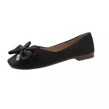 Нежные туфли Doudou женские новые новогодние легкие туфли с юбкой на мягкой подошве с бантом модные туфли на плоской подошве 35 бежевый