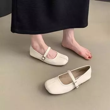 Нежные вечерние туфли на плоской подошве кремово-желтые свиные ножки одинарные женские весенне-осенние туфли на мягкой подошве с раздвоенным носком 35