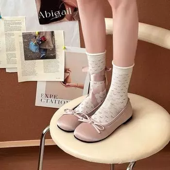 Нежные вечерние туфли на плоской подошве женские весна 2025 новые ретро туфли с круглым носком маленькие одинарные туфли балетки бант прилив 35 чёрный