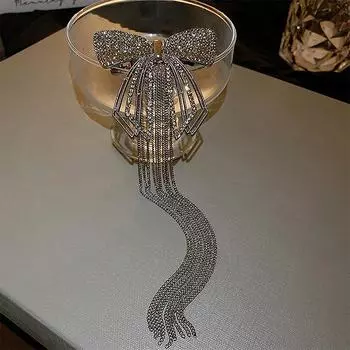 Нежные заколки для волос с кисточками и бантом для женщин, блестящая заколка для волос