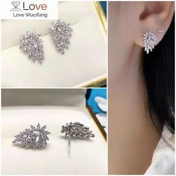 Нежные женские блестящие циркониевые серьги для свадебной церемонии, эстетичные изысканные дизайнерские украшения, женские свадебные аксессуары