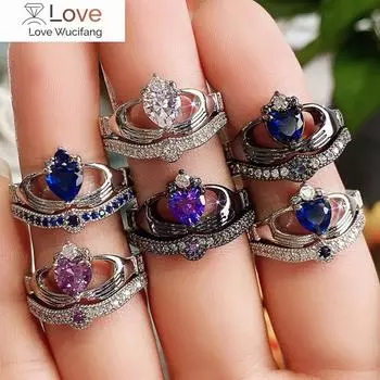 Нежные женские кольца с изысканным дизайном «Руки держат любовь», яркие кристаллы CZ, аксессуары, эстетичный модный подарок 7