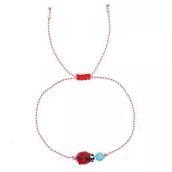 Нежный браслет из медных бусин синтетического бирюзового цвета с изображением божьей коровки для женщин, прекрасный плетеный браслет ручной работы, ювелирные изделия, аксессуары, подарки