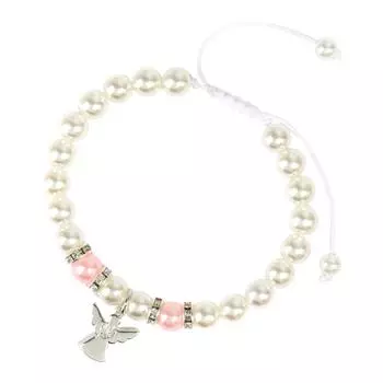 Нежный браслет из жемчужных бусин с подвеской в виде ангела-хранителя, религиозная цепочка на запястье, подарок для девочек на церемонию первого причастия 1