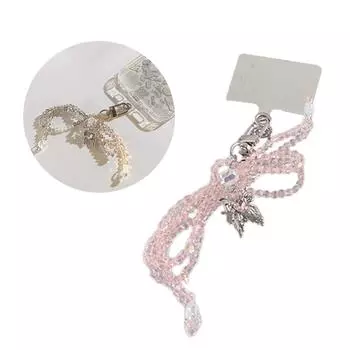 Нежный брелок с хрустальным бисером, бантом, телефонным шармом, уникальным брелоком, чехлом для телефона, подвеской для автомобиля, сумки, рюкзака для камеры розовый