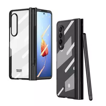 Нежный цветной чехол с гальваническим покрытием для Galaxy Z Fold Z 4 3 с установкой стилуса S Pen, все включено, защитный корпус For Galaxy Z Fold 3 розовый