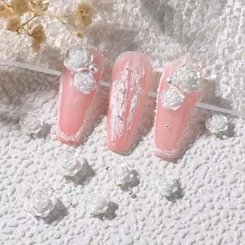 Нежный декор ногтей Яркий 3D-эффект ледяного проникновения S белый