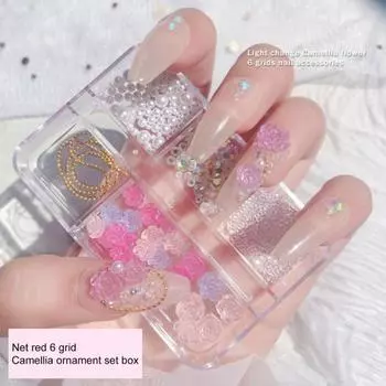 Нежный дизайн ногтей камелия блестящий DIY долговечный A