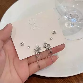 Нежный комплект серег-гвоздиков со звездами и цирконием, простые милые маленькие серьги-гвоздики в корейском стиле для женщин и девочек, вечерние ювелирные изделия, подарки