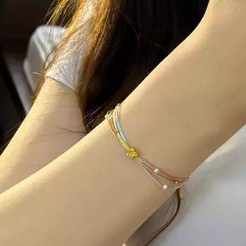 Нежный красочный браслет из веревки для женщин и девочек, универсальный изысканный классический браслет высокого качества с цветами и бисером, подарки OneSize