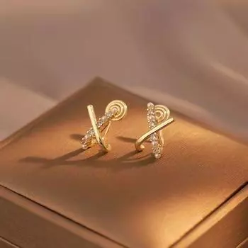 Нежный крестик с имитацией жемчуга, катушка от комаров, зажим для ушей без пирсинга, серьги для женщин, металлические серьги