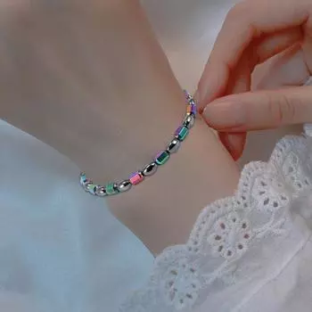 Нежный магнитотерапевтический браслет для снятия усталости, популярный красочный женский магнитный терапевтический браслет из бисера C