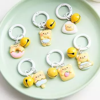 Нежный милый брелок в виде звезды с медведем-маслом, мультяшный брелок с маленьким медведем, креативный пончик, автомобильный брелок