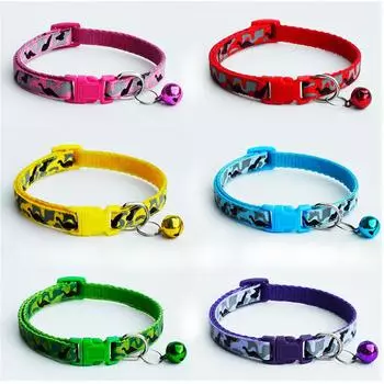 Нежный ошейник для домашних животных, 1 шт., новый камуфляж для собак, модный регулируемый шейный ремень, нейлоновый нейлоновый ремень для безопасности, повседневные аксессуары-колокольчики для кошек и котят жёлтый