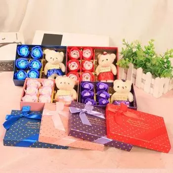 Нежный пенопластовый мишка из розы, привлекательный подарок фиолетовый