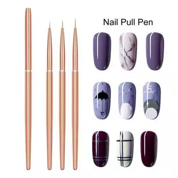 Нежный рисунок металлической ручки кисти для подводки ногтей, легкий рисунок розового золота