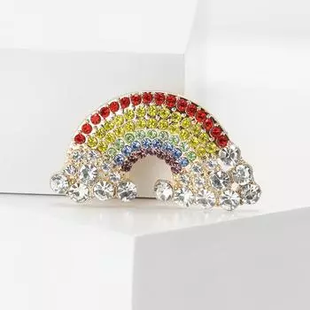 Нежный сплав горный хрусталь радуга брошь модный милый женский кардиган рубашка корсаж орнамент булавка