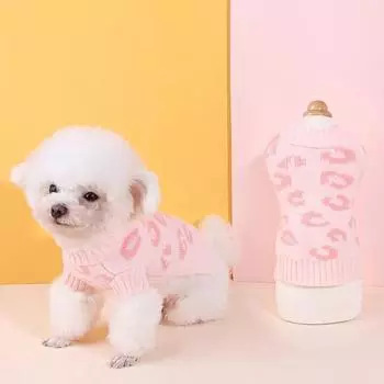 Нежный свитер для домашних животных, шерстяная пряжа с короткими рукавами, теплая одежда для собак с принтом XS розовый