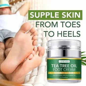 Нежный Успокаивает раздраженную кожу Увлажняет и смягчает потрескавшиеся пятки Успокаивает кожу Крем для ног с маслом чайного дерева 50ml