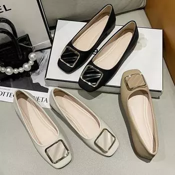 Нежный вечерний бриз, женские туфли на низком каблуке, весна и осень 2024, новая неглубокая горловина, квадратная головка, мягкая подошва, нескользящая, средний каблук, туфли Doudou 35