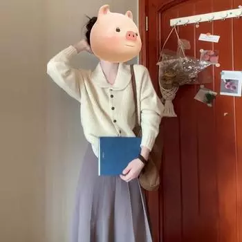 Нежный ветер кукольный воротник вязаный свитер женский осень и зима ленивое чувство красивый темперамент топ 40/45kg/S